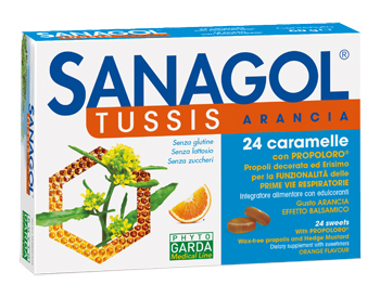 SANAGOL TUSSIS ARANCIA 24 CARAMELLE - Antica Farmacia Celesia
