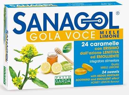 SANAGOL GOLA VOCE MIELE LIMONE 24 CARAMELLE - Antica Farmacia Celesia