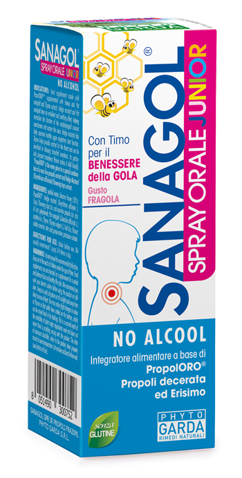 SANAGOL SPRAY JUNIOR PROPOLI FRAGOLA 20 ML - Antica Farmacia Celesia