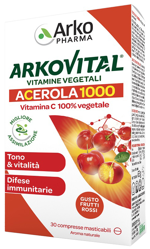 ARKOVITAL ACEROLA 1000 30 COMPRESSE MASTICABILI - Antica Farmacia Celesia