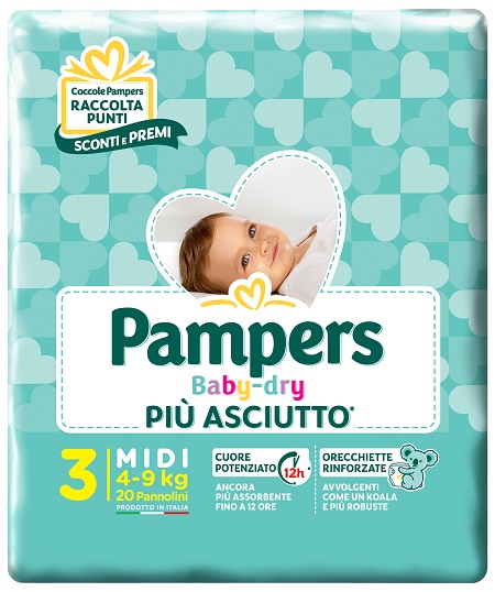 PAMPERS BABY DRY DOWNCOUNT MIDI 20 PEZZI - Antica Farmacia Celesia