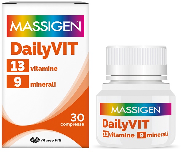 MASSIGEN DAILYVIT 12 VITAMINE 11 MINERALI 30 COMPRESSE RIVESTITE - Antica Farmacia Celesia