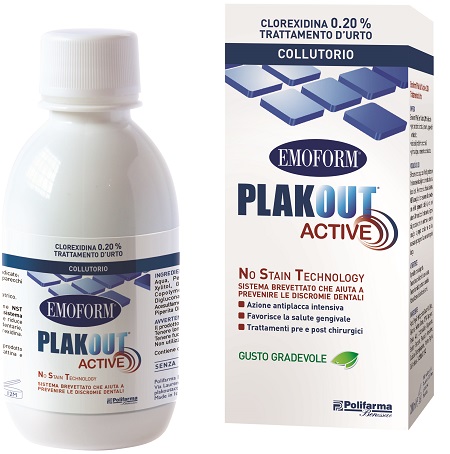 EMOFORM PLAK OUT ACTIVE CLOREXIDINA 0,20% COLLUTORIO 200 ML - Antica Farmacia Celesia