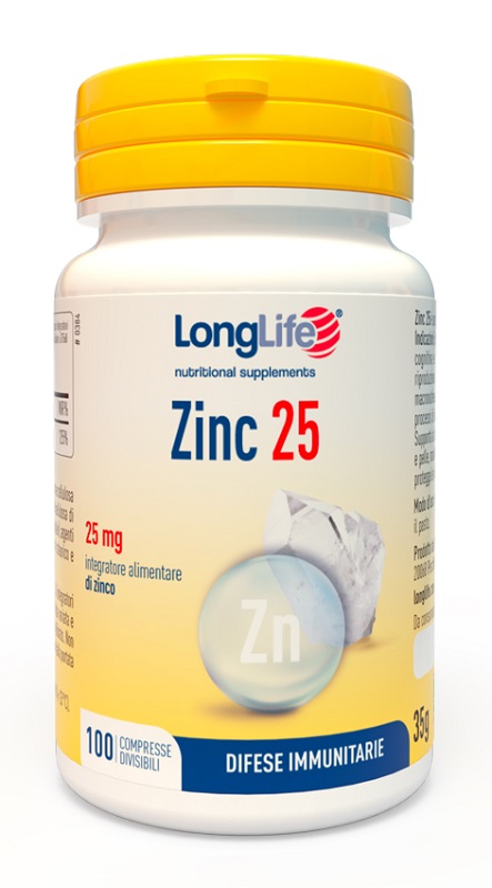 LONGLIFE ZINC 25 MG 100 COMPRESSE DIVISIBILI - Antica Farmacia Celesia