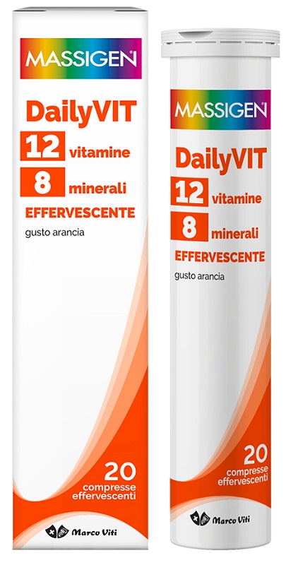 MASSIGEN DAILYVIT 12 VITAMINE 8 MINERALI EFFERVESCENTE 20 COMPRESSE - Antica Farmacia Celesia