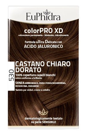 EUPHIDRA COLORPRO XD 530 CASTANO CHIARO DORATO GEL COLORANTE CAPELLI IN FLACONE + ATTIVANTE + BALSAMO + GUANTI - Antica Farmacia Celesia