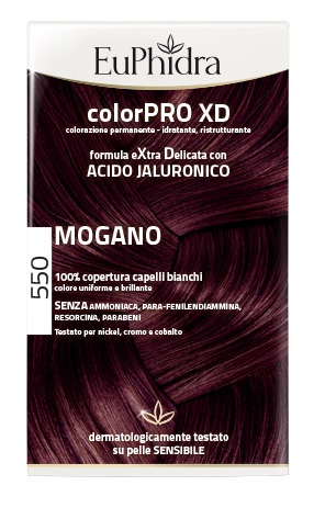 EUPHIDRA COLORPRO XD 550 MOGANO GEL COLORANTE CAPELLI IN FLACONE + ATTIVANTE + BALSAMO + GUANTI - Antica Farmacia Celesia