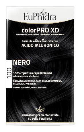 EUPHIDRA COLORPRO XD 100 NERO GEL COLORANTE CAPELLI IN FLACONE + ATTIVANTE + BALSAMO + GUANTI - Antica Farmacia Celesia