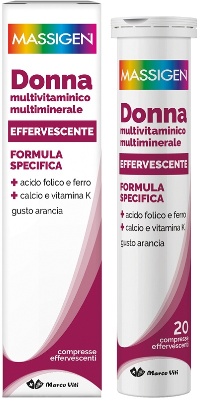 MASSIGEN DONNA MULTIVITAMINICO E MULTIMINERALE EFFERVESCENTE 20 COMPRESSE - Antica Farmacia Celesia