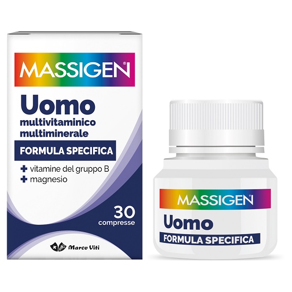 MASSIGEN UOMO MULTIVITAMINICO E MULTIMINERALE 30 COMPRESSE RIVESTITE - Antica Farmacia Celesia