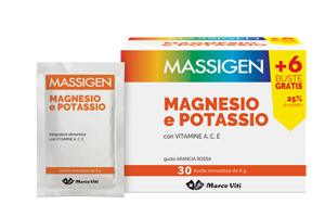 MASSIGEN MAGNESIO E POTASSIO 24 BUSTINE +6 GRATIS - Antica Farmacia Celesia