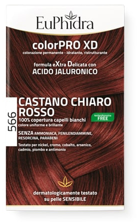 EUPHIDRA COLORPRO GEL COLORANTE CAPELLI XD 566 CASTANO CHIARO ROSSO 50 ML + ATTIVANTE + BALSAMO + GUANTI - Antica Farmacia Celesia