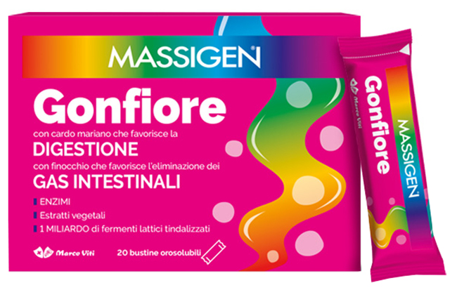 MASSIGEN GONFIORE 20 BUSTINE OROSOLUBILI - Antica Farmacia Celesia