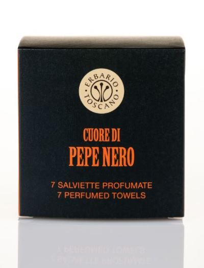 ERBARIO TOSCANO CUORE DI PEPE NERO PORTA SALVIETTE RINFRESCANTI 7 PEZZI - Antica Farmacia Celesia
