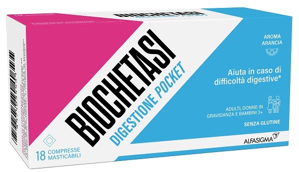 BIOCHETASI DIGESTIONE POCKET 18 COMPRESSE MASTICABILI - Antica Farmacia Celesia