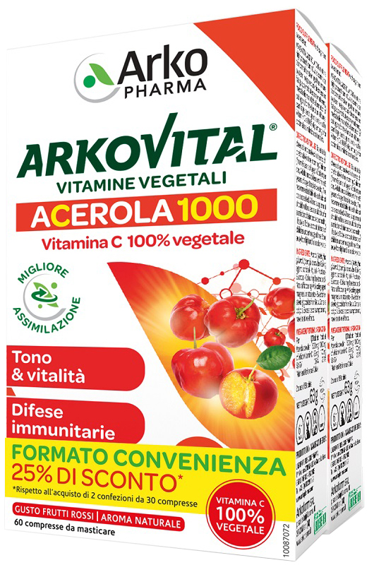 ARKOVITAL ACEROLA 1000 PACK FAMILY 60 COMPRESSE - Antica Farmacia Celesia