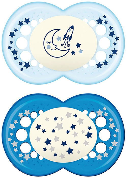 MAM SUCCHIETTO ORIGINAL NIGHT 6+ MESI SILICONE MASCHIO 2 PEZZI - Antica Farmacia Celesia