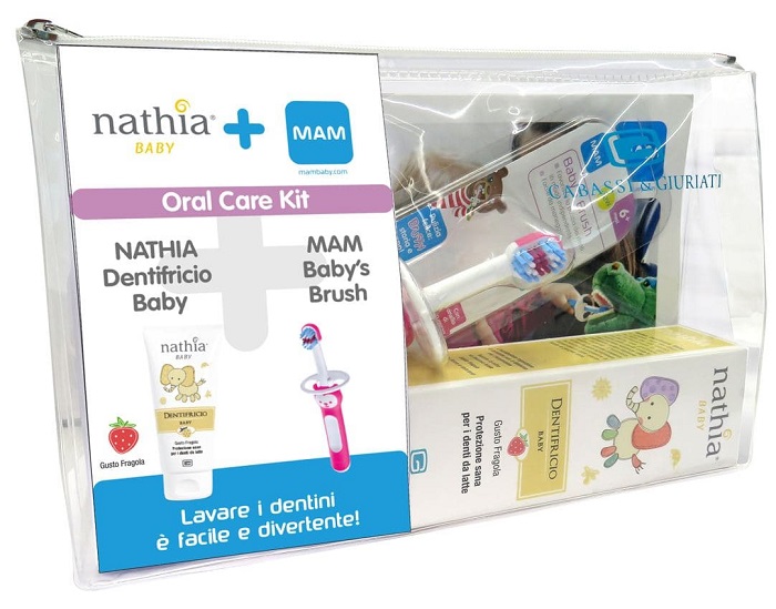 ORAL CARE KIT MASCHIO 1 DENTIFRICIO BABY NATHIA 50 ML + 1 MAM BABY'S BRUSH - Antica Farmacia Celesia