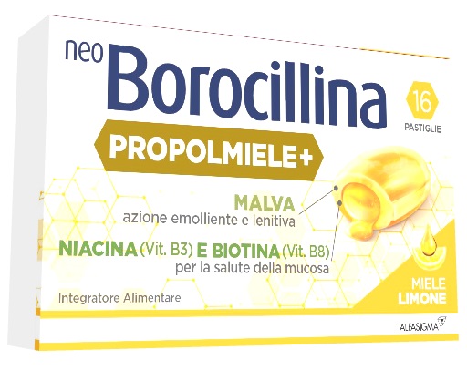 NEOBOROCILLINA PROPOLMIELE+ MIELE/LIMONE 16 PASTIGLIE DA 3,4 G - Antica Farmacia Celesia