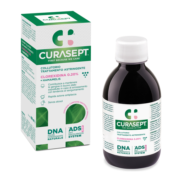 CURASEPT COLLUTORIO ADS DNA TRATTAMENTO ASTRINGENTE 200 ML + CAMPIONE OMAGGIO DENTIFRICIO ASTRINGENTE 6 ML - Antica Farmacia Celesia