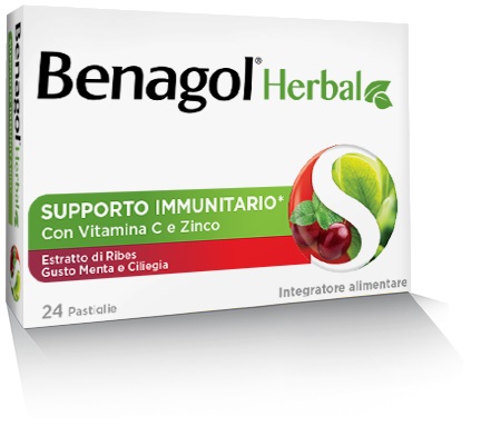 BENAGOL HERBAL MENTA E CILIEGIA 24 PASTIGLIE - Antica Farmacia Celesia
