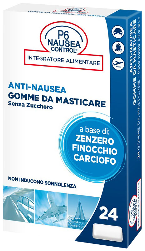 P6 NAUSEA CONTROL 24 GOMME DA MASTICARE SENZA ZUCCHERO - Antica Farmacia Celesia