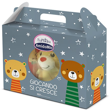 EUPHIDRA AMIDOMIO GIOCANDO SI CRESCE 1 DERMODETERGENTE 400 ML + 1 SHAMPOO 200 ML + 1 CREMA IDRATANTE 50 ML + 1 GADGET - Antica Farmacia Celesia