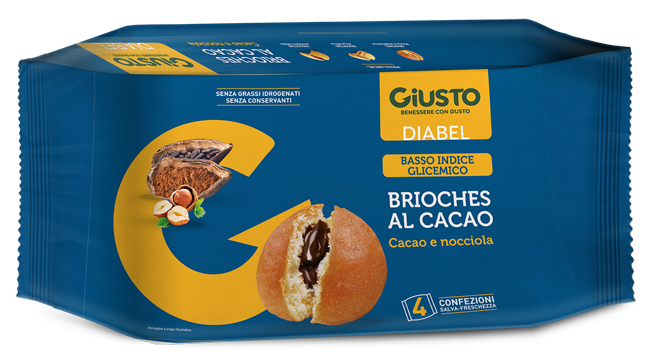 GIUSTO DIABEL BRIOCHE CACAO 4 PEZZI DA 45 G - Antica Farmacia Celesia