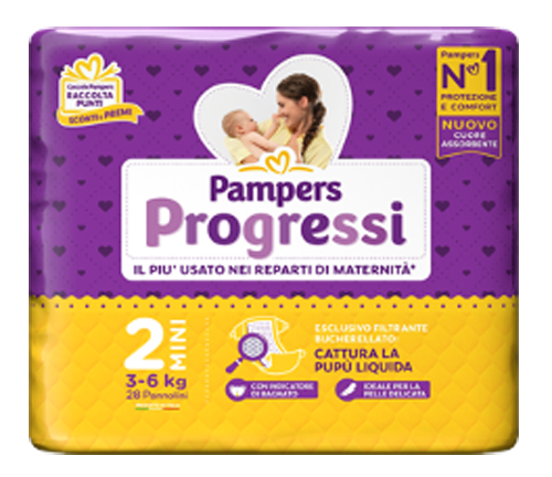 PAMPERS PROGRESSI MINI 3-6 KG 28 PEZZI - Antica Farmacia Celesia